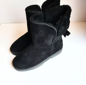 Bebe Girls Back Bow Tie Suede Fur Like Boots Size 4